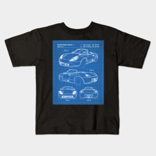 Supercar Sports Car Patent - Car Lover Classic Car Art - Blueprint Kids T-Shirt